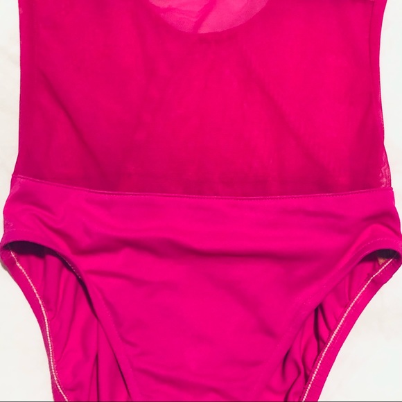 Hot Pink One Piece Swimsuit, High Cut Leg, Mesh Cut Outs, BarbieCore Halloween - Picture 3 of 10